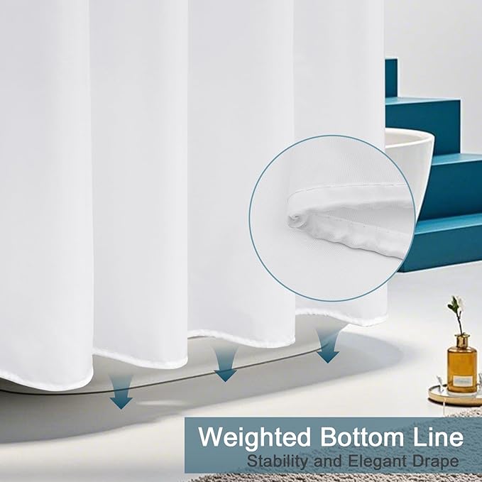 AooHome White Stall Size Bathroom Curtain - Image 3