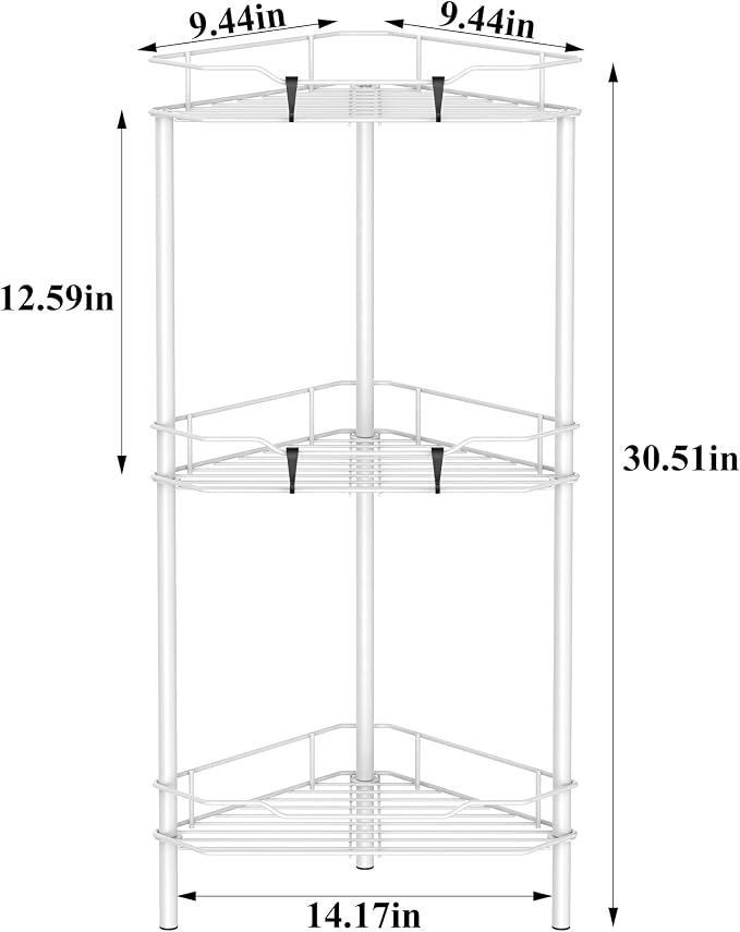 3 Tier Floor Standing Corner Shower Caddy Organizer Shelf - Image 7