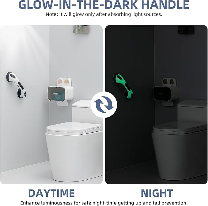 Grab Bars for Bathtubs and Showers 2 Pack Glow in The Dark, 12 inch Suction - Image 3