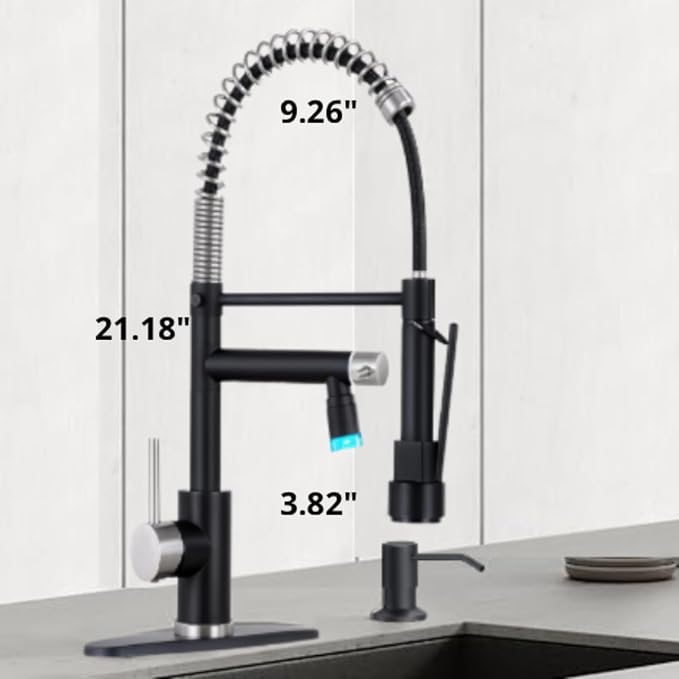 Smart Kitchen Faucet, 3 Modes Pull Down Sprayer, LED Temperature Control - Image 9