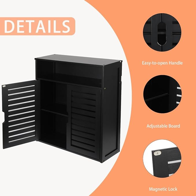 HYNAWIN Wall-Mounted Black Bathroom Cabinet - Image 4