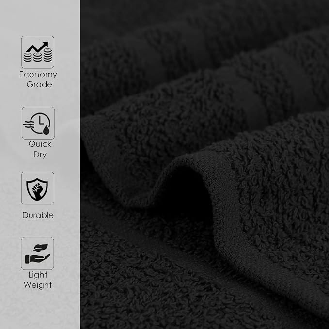 24 Pack Black Hand Towels 100% Cotton Spa Towels – 16x27 inches Highly - Image 6