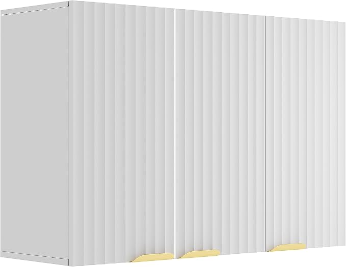 ChooChoo 3-Door Bathroom Wall Cabinet, Fluted Kitchen Wall Cabinet by ChooChoo