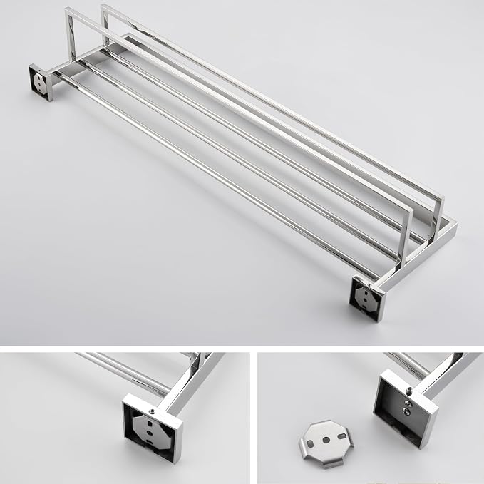 KOKOSIRI 32'' Bathroom Towel Shelf Chrome Towel Rack - Image 4