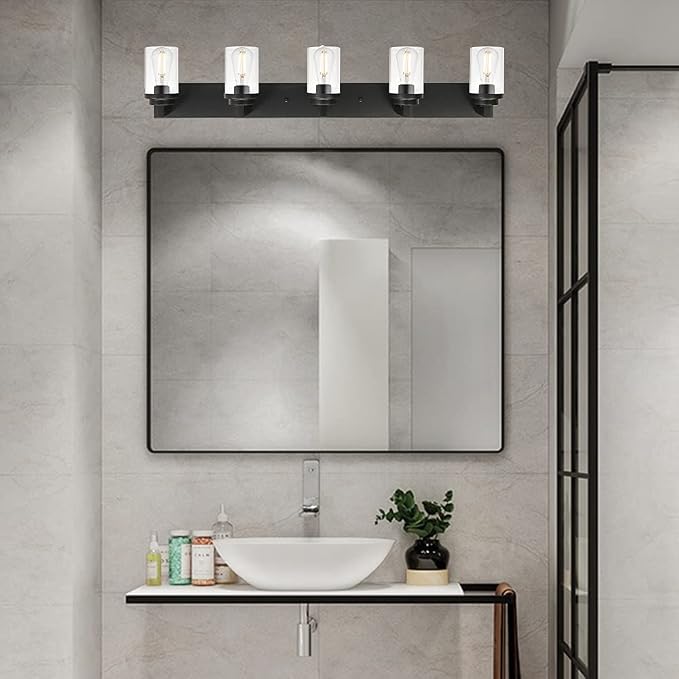MELUCEE 5-Light Black Bathroom Light Fixtures - Image 8