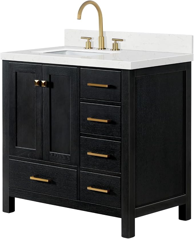 ARIEL Cambridge 36 Inch Single Rectangular Sink Bathroom Vanity - Image 4