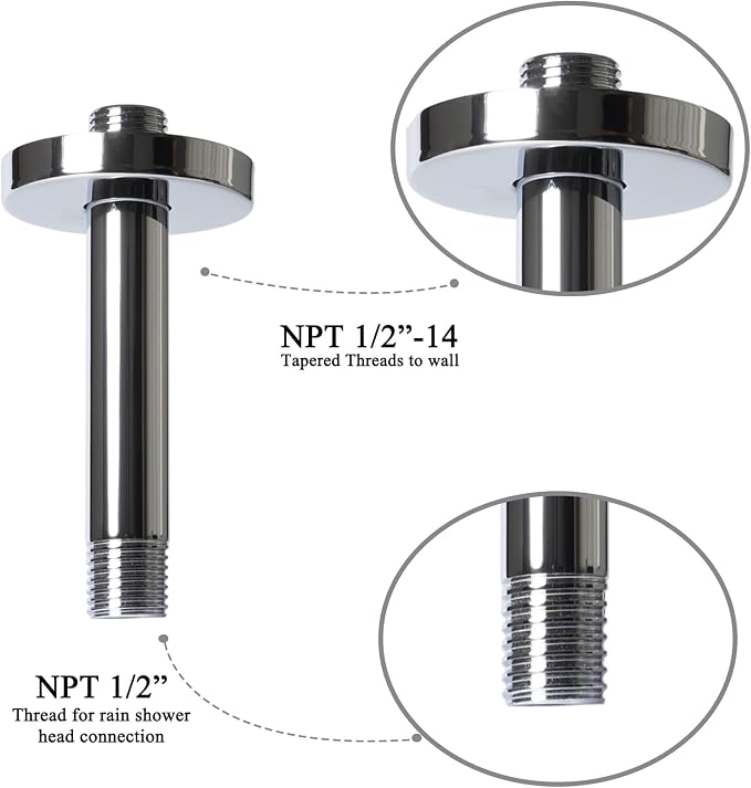 6 Inch Shower Arm with Flange, Ceiling Mounted Shower Head Extension Arm - Image 5