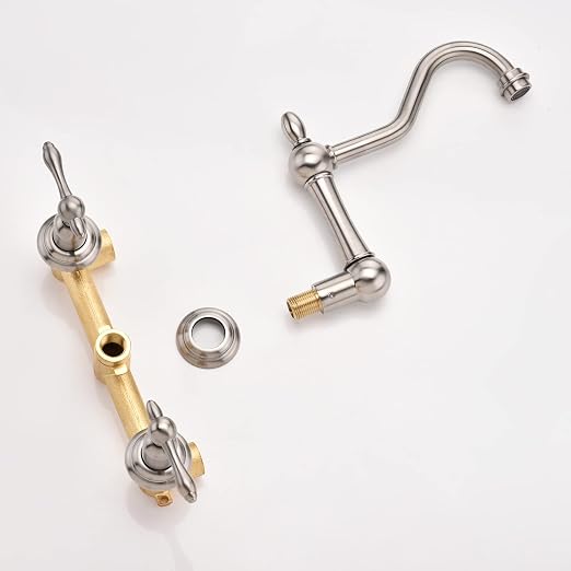 sumerain Wall Mount Bathtub Faucet Brushed Nickel Tub Filler, 8 Inches Center - Image 7