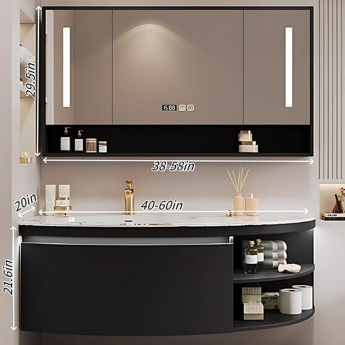 44IN Floating Bathroom Vanity, Wall Mounted Wood Sink Cabinet - Image 2