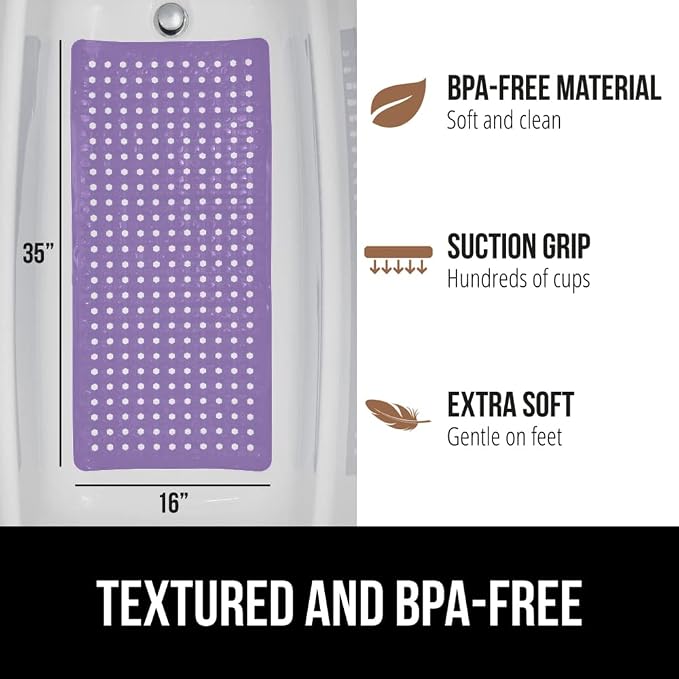 GORILLA GRIP Patented Bath Tub Shower Mat, Machine Washable Bathtub Floor Liner - Image 5