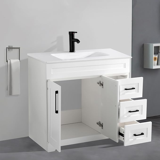 36" Bathroom Vanity with Sink, Undermount Ceramic Sink, Modern Bathroom Cabinet - Image 5