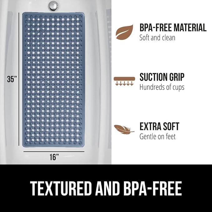 GORILLA GRIP Patented Bath Tub Shower Mat, Machine Washable Bathtub Floor Liner - Image 5