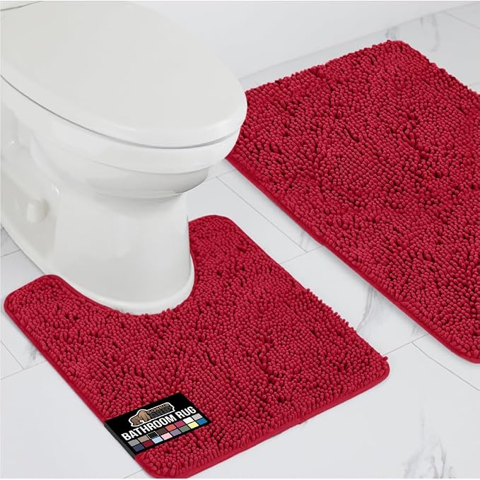 GORILLA GRIP Bathroom Rug Sets, Soft Chenille 2 Piece Area Rugs Set, Toilet by GorillaGrip