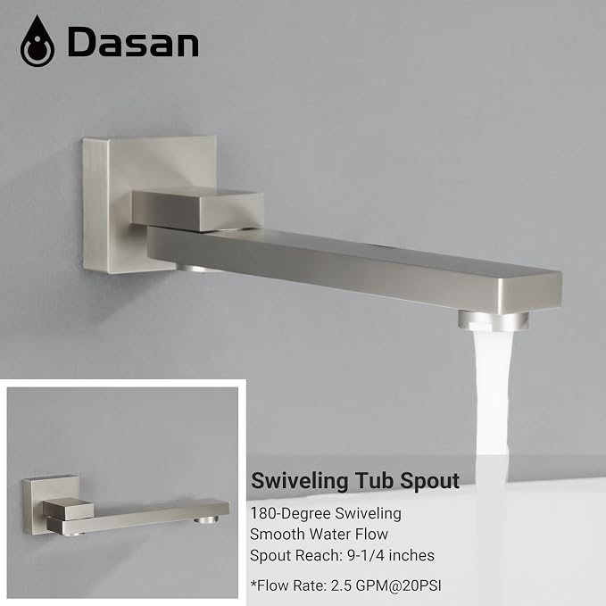 DASAN Tub Shower Faucets Sets Complete Brushed Nickel Bathtub Shower System - Image 5