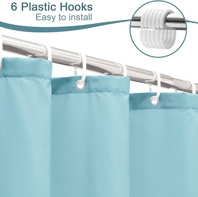 AooHome Stall Size 36x72 Inch Shower Curtiain Liner, Durable Fabric Solid Blue - Image 6