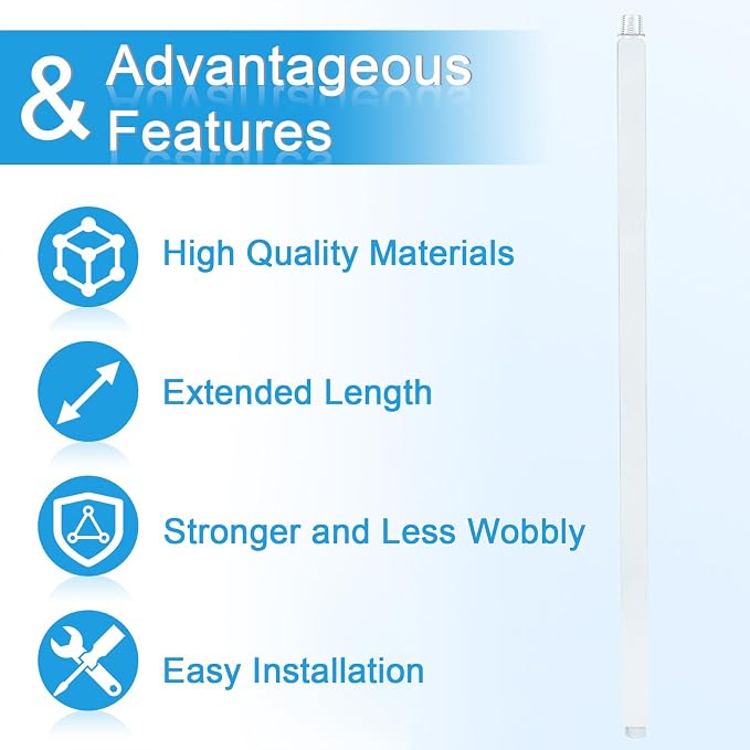 Ceiling Mount Shower Arm with Flange 20 Inches Square Straight Extender - Image 2