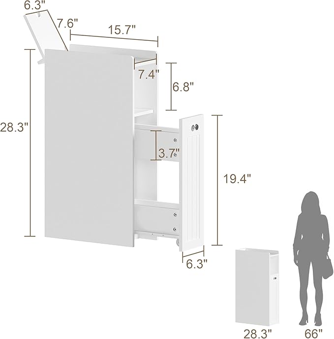 ChooChoo Slim Bathroom Storage Cabinet, Small Narrow Storage Organizer - Image 2
