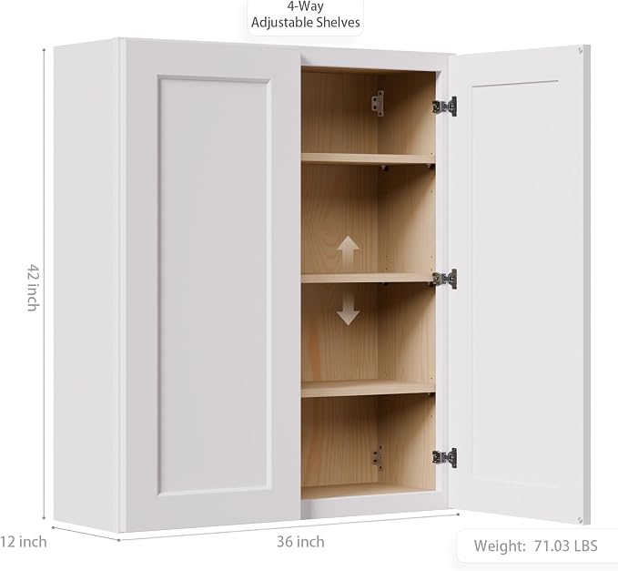 36 Inch Laundry Room Cabinets Wall Mounted, Solid Wood Over The Toilet Storage - Image 3