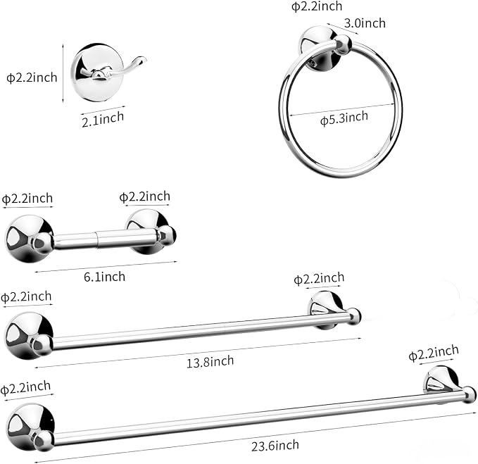 Newfun 8-Pieces 24" Bathroom Hardware Set, Bathroom Accessory Set, Includes 24" - Image 2