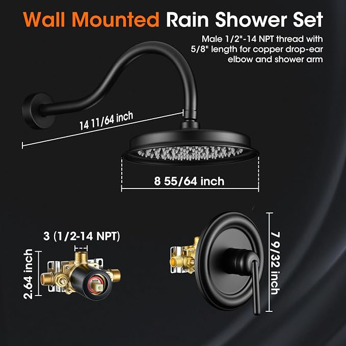 Matte Black Shower System, Shower Faucet Set - Image 2