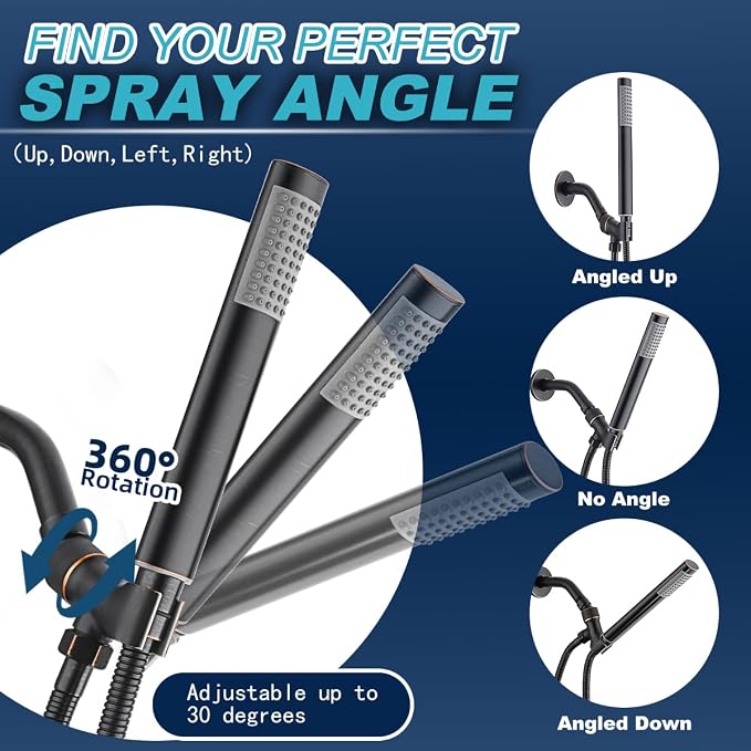 Shower Head Holder All Metal Adjustable Handheld Shower Arm Mount, 1/2" Shower - Image 2