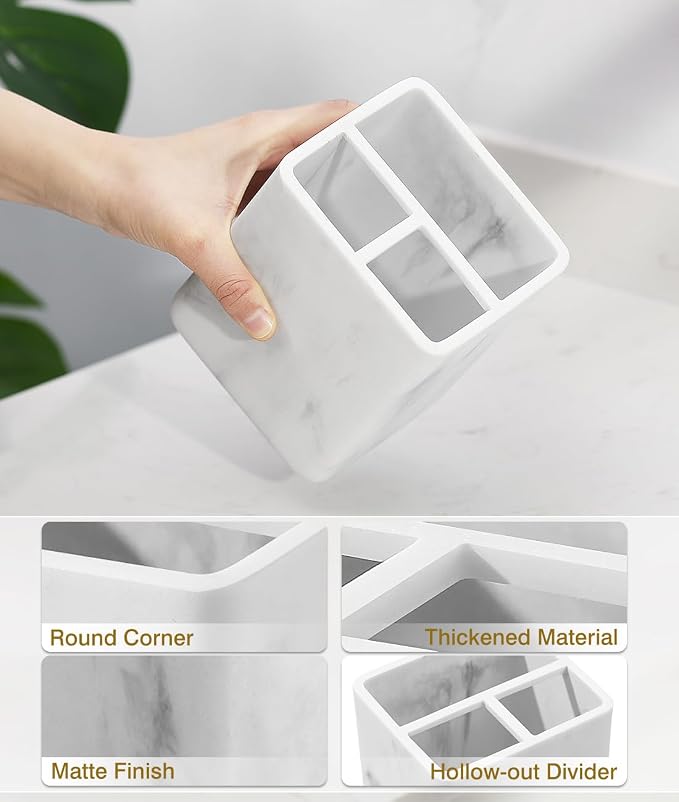 Luxspire Toothbrush Holders, 3 Slots Toothpaste & Toothbrush Holder - Image 3