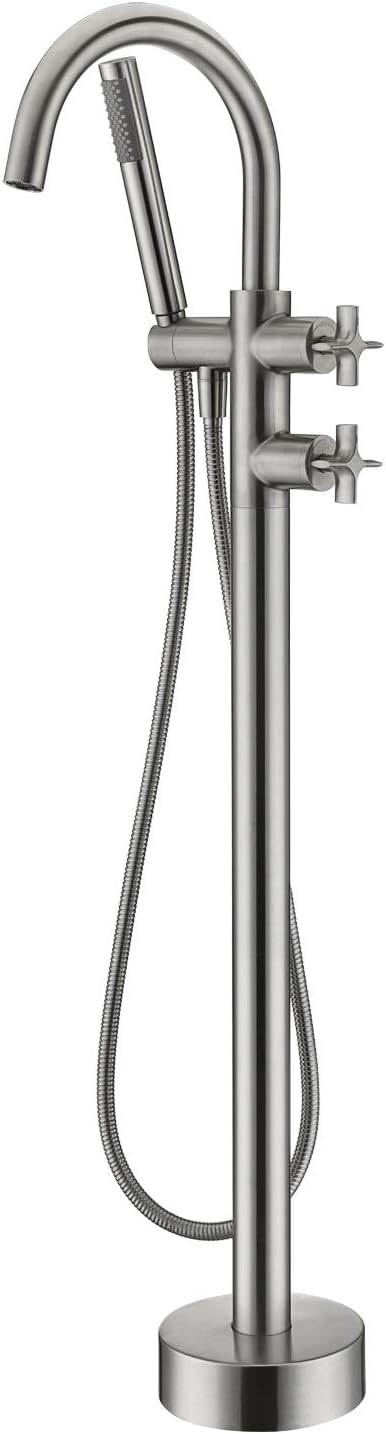 Tub Filler Freestanding Bathtub Faucet Brushed Nickel Floor Mount Brass Faucets by ArtiquaSanitaryWare