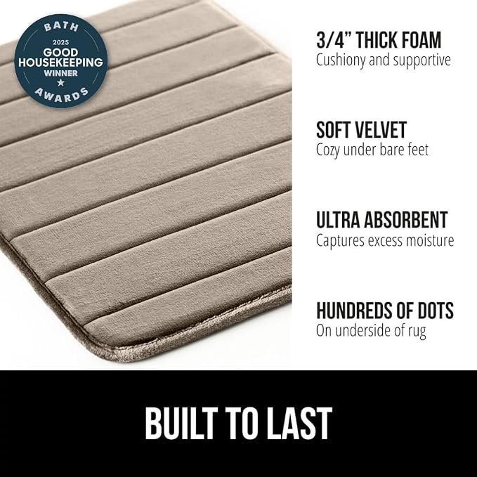 GORILLA GRIP Memory Foam Bath Mat, Soft Absorbent US Designed Bathroom Rug - Image 2