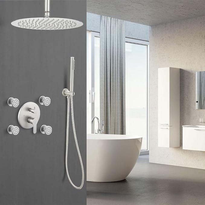 Brushed Nickel Round Shower Faucet Set - Image 2