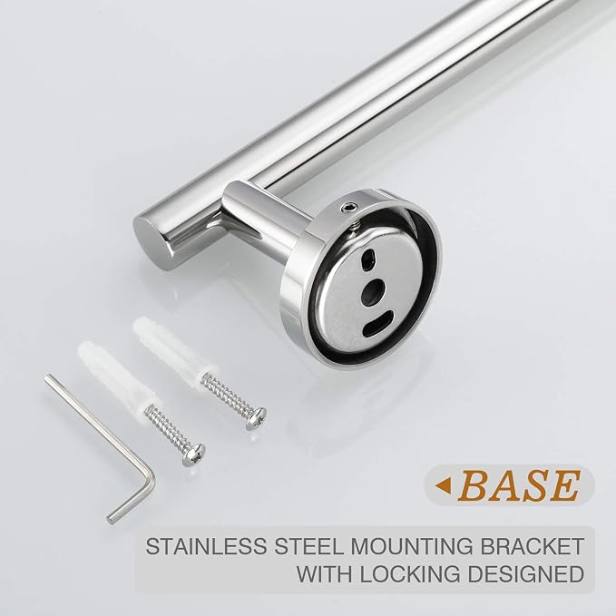 USHOWER Polished Chrome Bathroom Accessories Set, 18-Inch Towel Bar Set Wall - Image 5