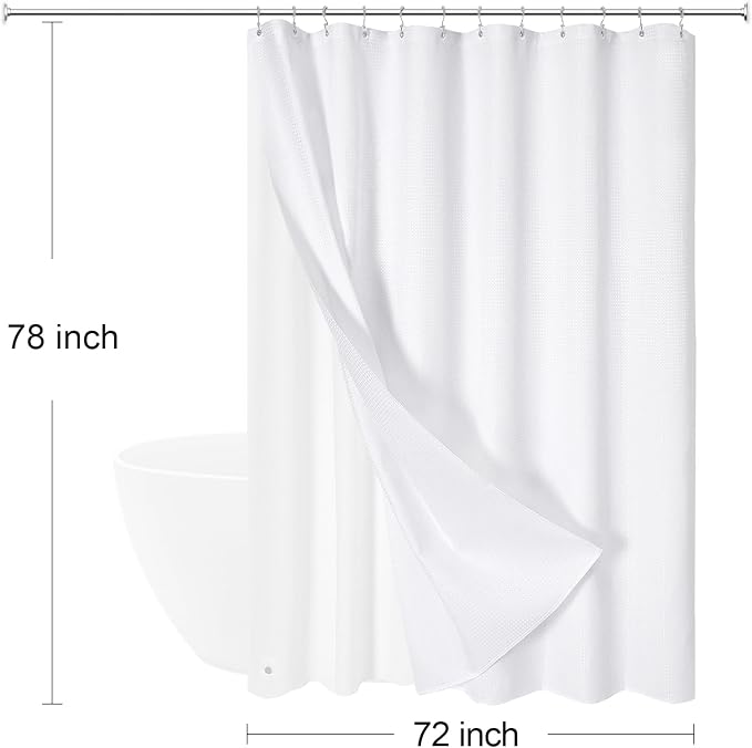 3 in 1 Long Shower Curtain Set-72 W x 78 H, Waterproof Fabric - Image 8
