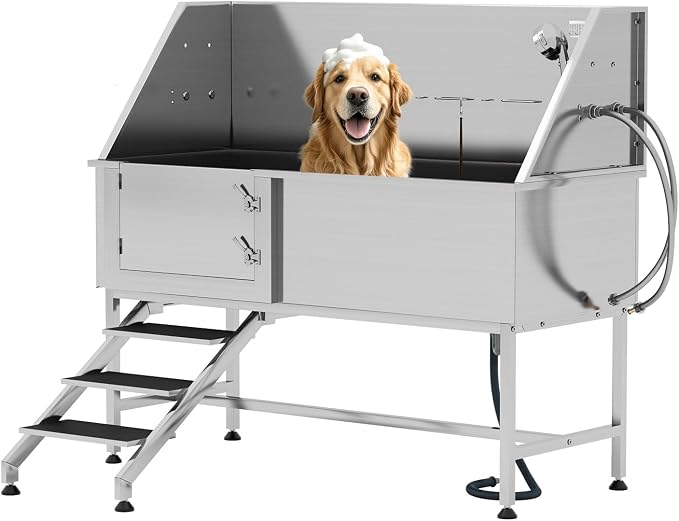 Albott 60 Inch Stainless Steel Dog Washing Station, Professional Pet Bathtub by Albott