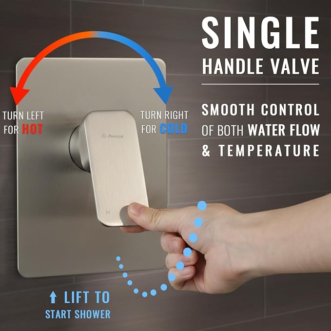 All Metal Shower Faucet Set, Dual Square Shower Head System - Image 4