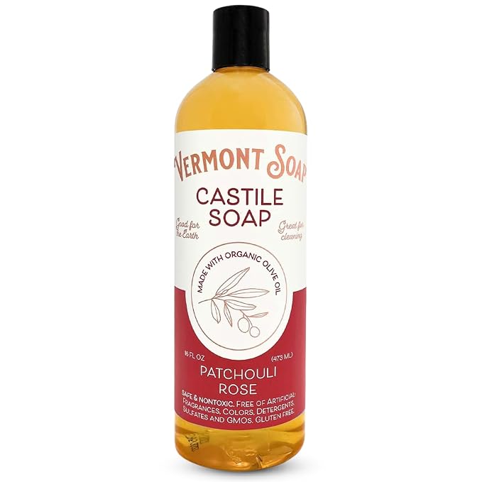 Vermont Castile Soap Patchouli Rose, Gentle Liquid Soap by VermontSoap