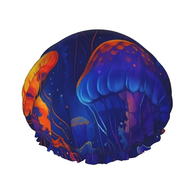 Fantasy Nautical Jellyfish Shower Cap by ZEYARUIBO