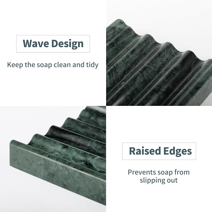 Marble Soap Dish, Soap Holder for Shower, Easy Cleaning Stone Soap Saver for - Image 4