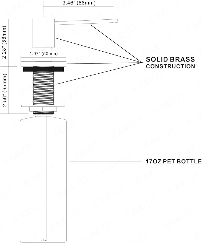 Deck Mounted Brass Kitchen Sink Soap Dispenser or Lotion Dispenser - Image 3