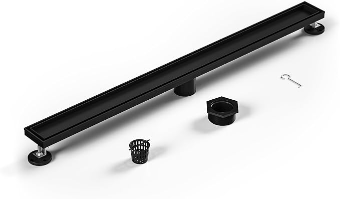 Linear Shower Drain 30", Matte Black Floor Drain by Bernkot