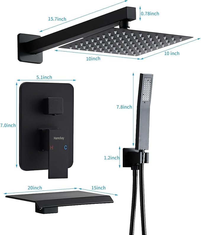 10 inch Matte Black Shower System - Image 6