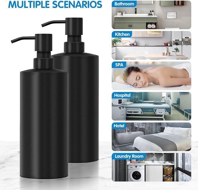 ARKTEK Large Stainless Steel Countertop Soap Dispenser Matte Black- Rust and - Image 5