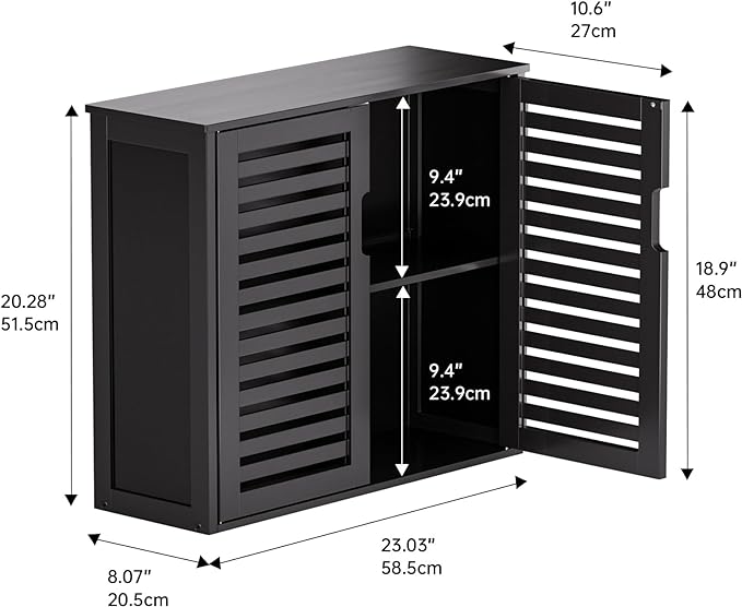 HITNET Black Bathroom Storage Cabinet, Hanging Medicine Cabinet - Image 3