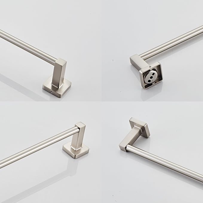 Bathroom Wall Mounted Towel Rack, 24 Inch Brushed Nickel Towel Bar - Image 6