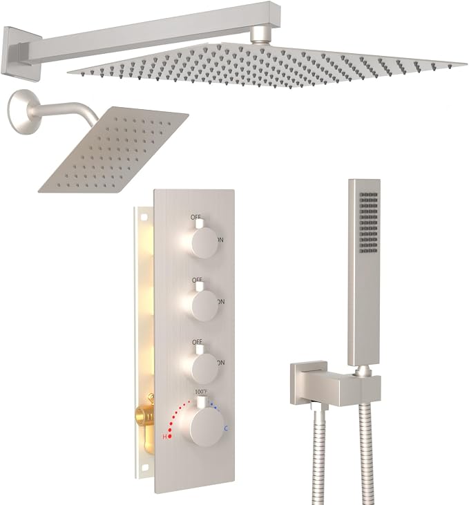 Enga Thermostatic Dual Shower System, All Functions Use Together & Volume by Enga