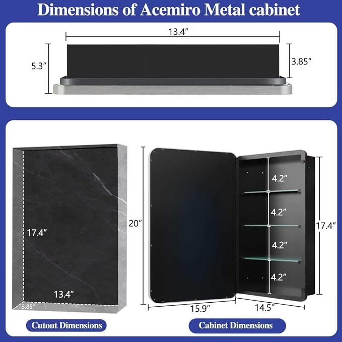 Bathroom Medicine Cabinet, Recessed & Surface Wall Cabinet - Image 3