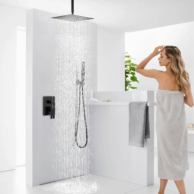 12 Inch Oil Rubbed Bronze Ceiling Mount Shower System Bathroom Luxury Rain - Image 2