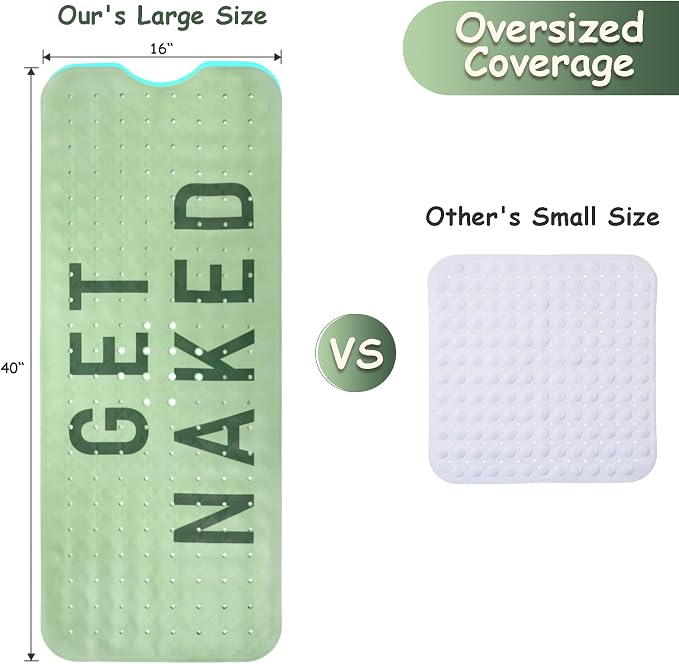 Bathtub Mat Non Slip, Get Naked Extra Long Bath tub Mat Shower Floor Mat - Image 2