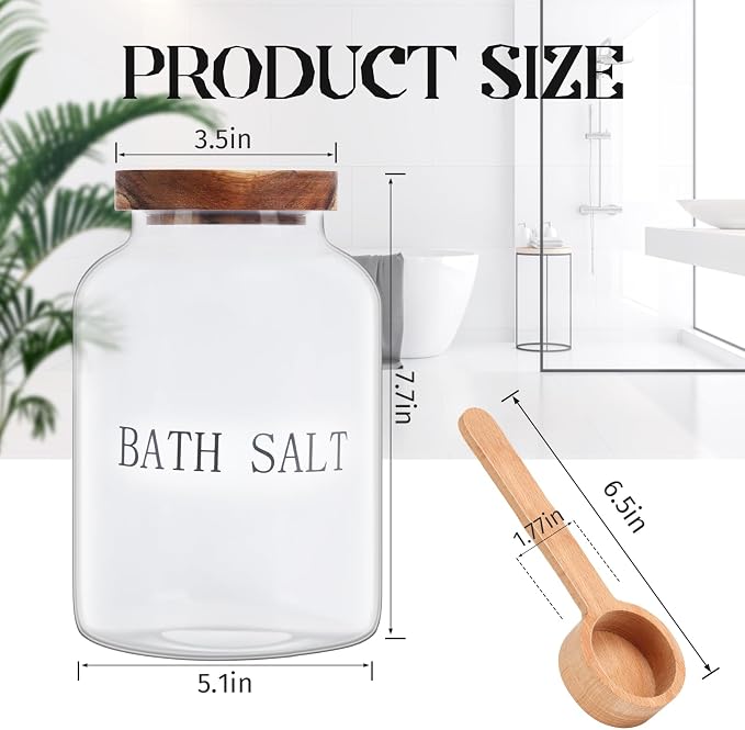 74 oz Glass Bath Salts Jar, Bath Salt Container - Image 2