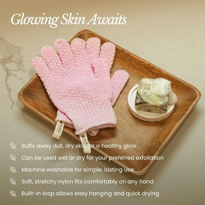 Bare Botanics 4 Pack White Exfoliating Gloves - Image 3
