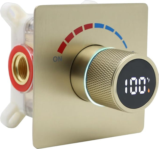 Concealed LED Digital Display Shower Diverter Valve Shower Mixing Valve Single by Backnets