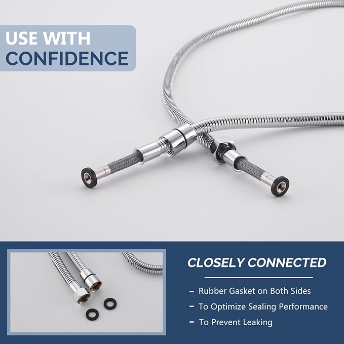 Angle Simple Replacement Shower Hose 79", Stainless Steel Flexible Handheld - Image 5